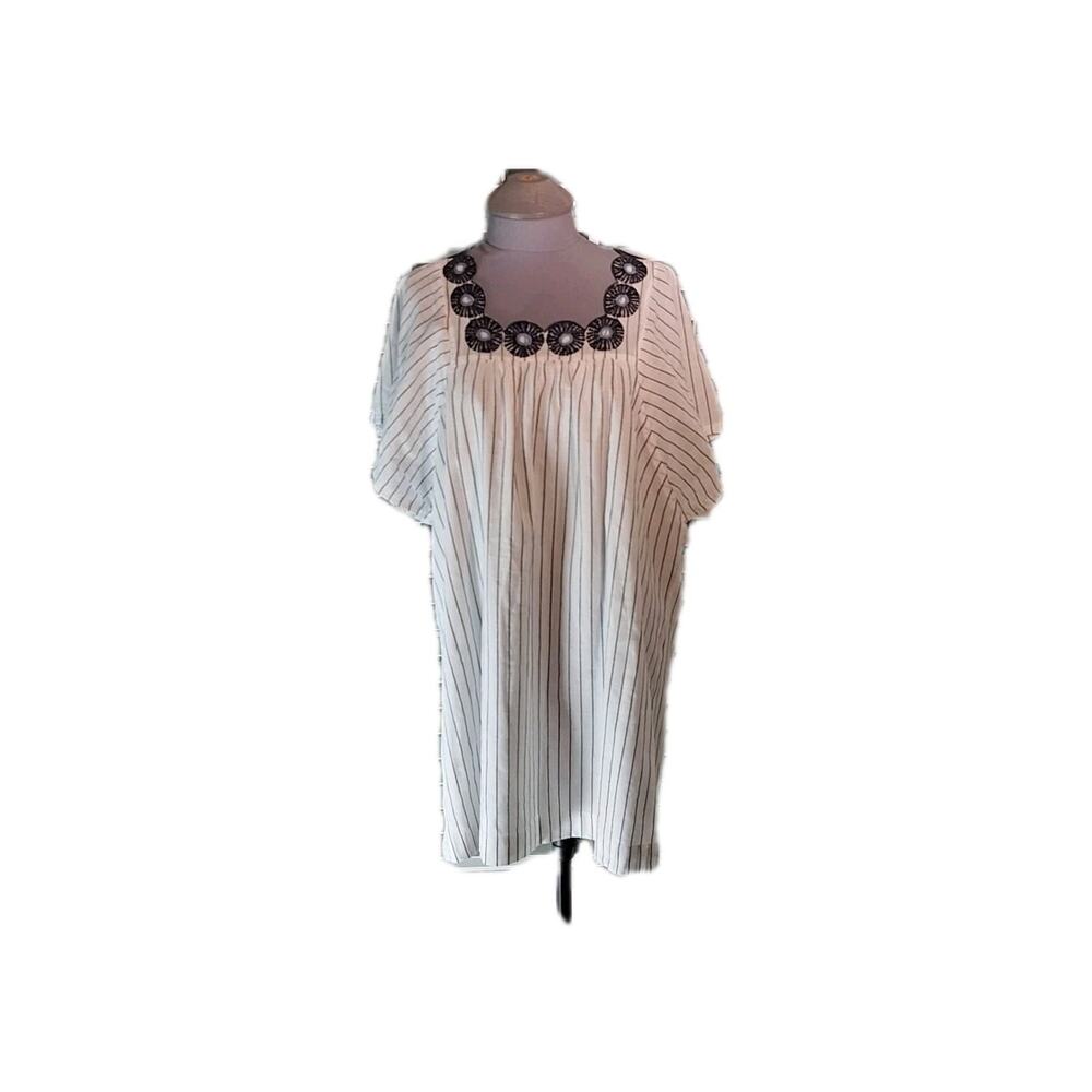 Madewell Women's White Embroidered Size M Cotton Boho Peasant Dress
